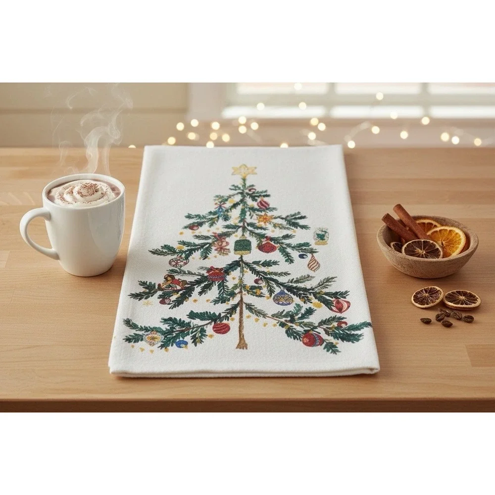 SET OF 2 Pottery‎ Barn CHRISTMAS IN THE COUNTRY Kitchen Towels Guest Tea Hand